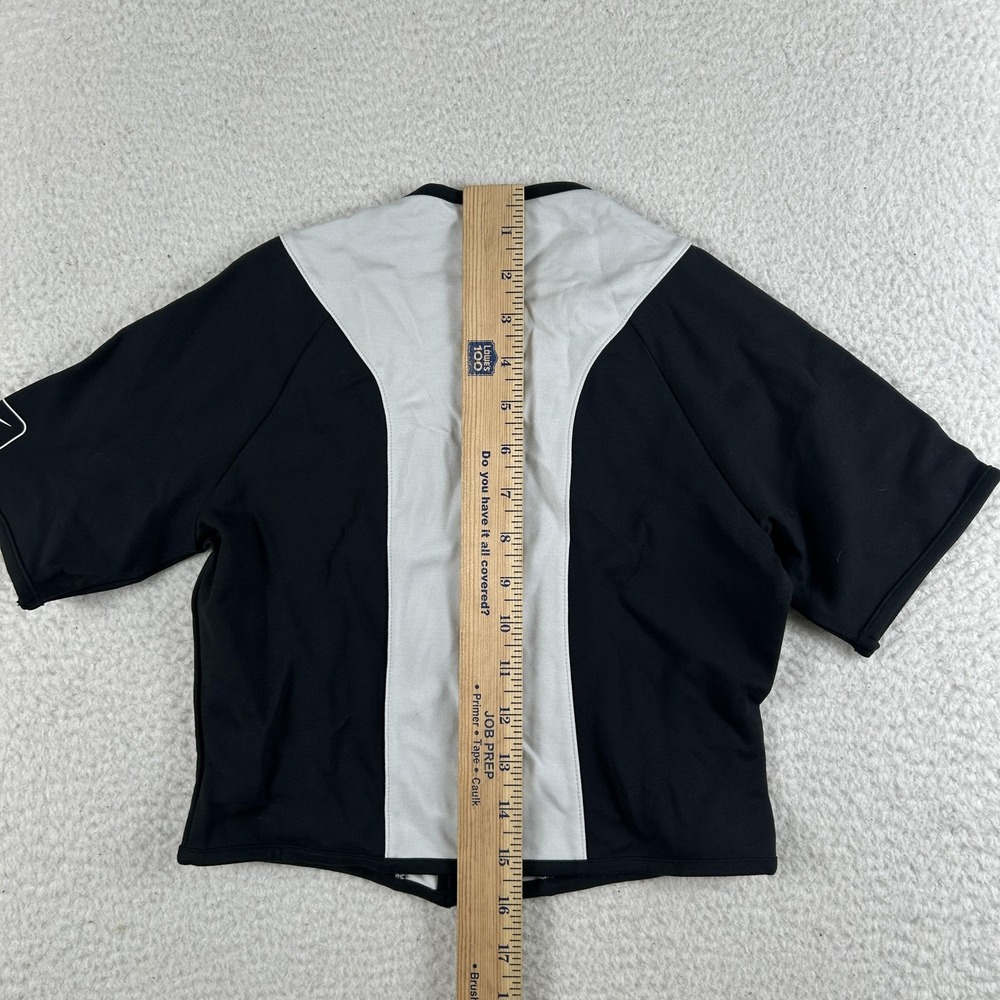Nike Shirt Womens Small Black Gray Full Zip Short Sleeve Cropped Sportswear - Picture 8 of 11